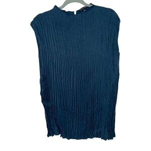 Eileen Fisher Womens Top Size XXS Green Funnel Neck Long Alpine Side Slits